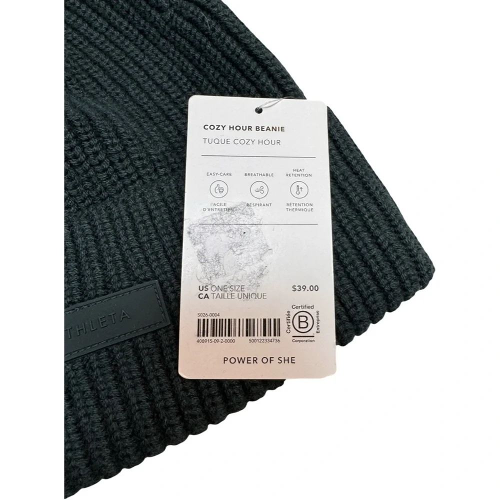 Athleta Cypress Green Ribbed Beanie